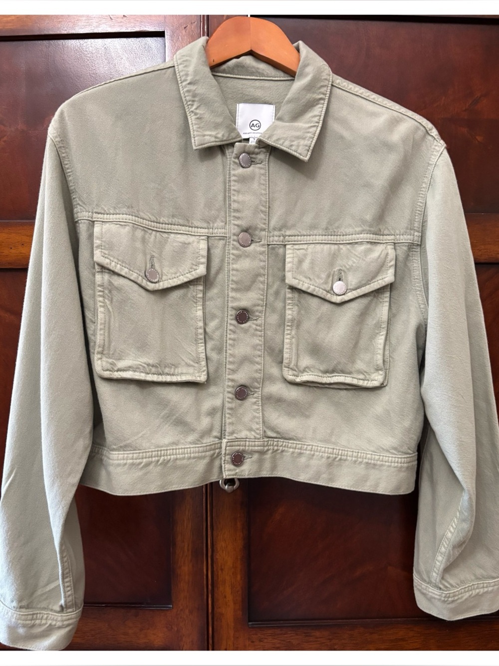 NWOT Anthropologie AG Mirah Utility Trucker Jacket in Sage  Size Small